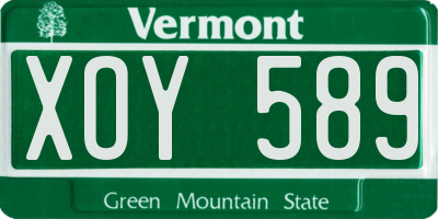 VT license plate XOY589