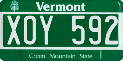 VT license plate XOY592