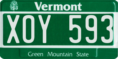 VT license plate XOY593