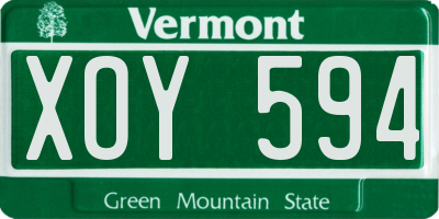 VT license plate XOY594