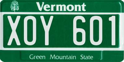 VT license plate XOY601