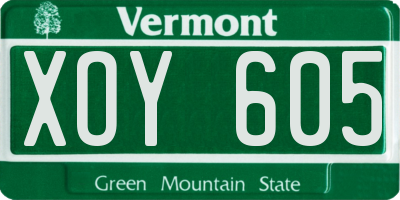 VT license plate XOY605