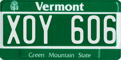 VT license plate XOY606