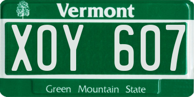 VT license plate XOY607