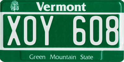 VT license plate XOY608