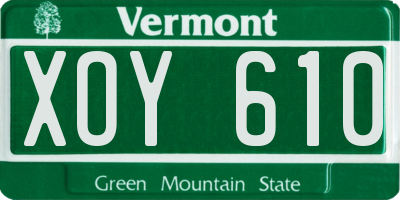 VT license plate XOY610