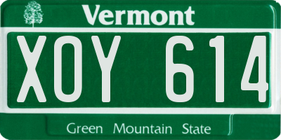 VT license plate XOY614