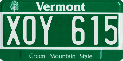VT license plate XOY615