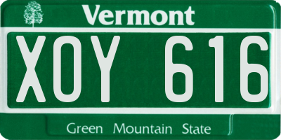 VT license plate XOY616