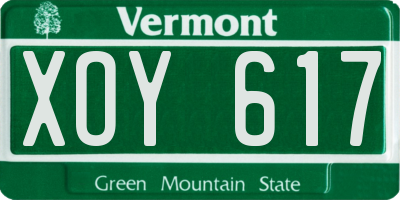 VT license plate XOY617