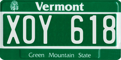 VT license plate XOY618