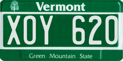 VT license plate XOY620