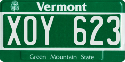 VT license plate XOY623