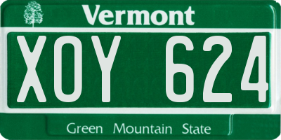 VT license plate XOY624
