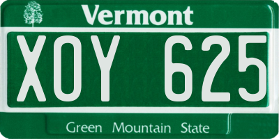 VT license plate XOY625