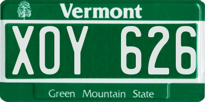 VT license plate XOY626
