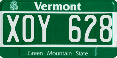 VT license plate XOY628