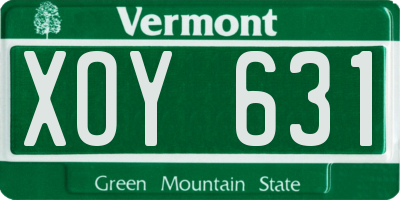 VT license plate XOY631