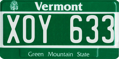 VT license plate XOY633