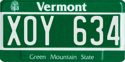 VT license plate XOY634
