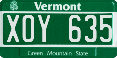 VT license plate XOY635