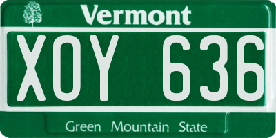 VT license plate XOY636