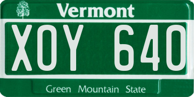 VT license plate XOY640