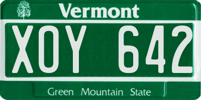 VT license plate XOY642