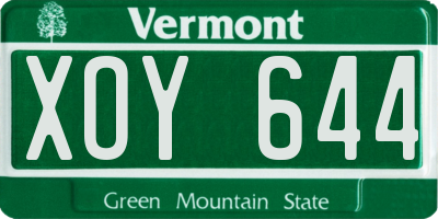 VT license plate XOY644