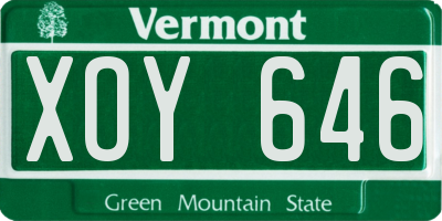 VT license plate XOY646
