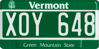 VT license plate XOY648