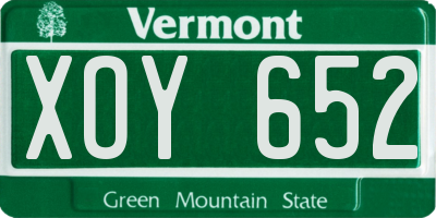 VT license plate XOY652