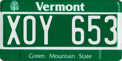 VT license plate XOY653