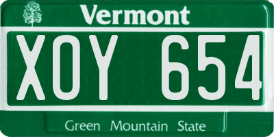 VT license plate XOY654