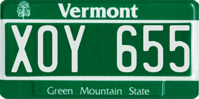 VT license plate XOY655
