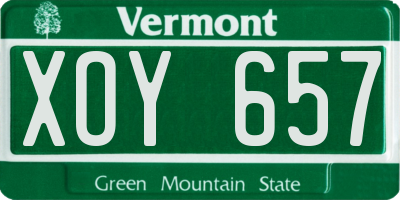 VT license plate XOY657