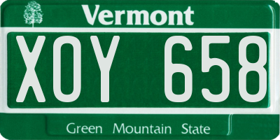 VT license plate XOY658