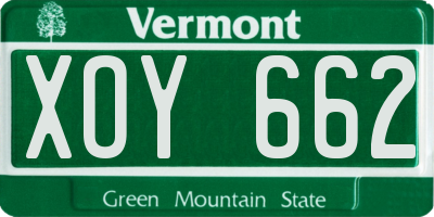 VT license plate XOY662