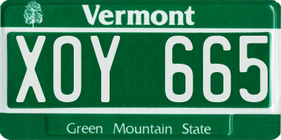 VT license plate XOY665