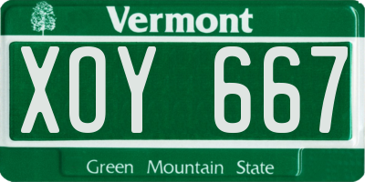 VT license plate XOY667