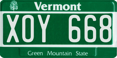 VT license plate XOY668