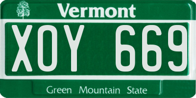 VT license plate XOY669