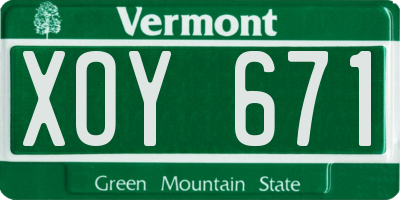 VT license plate XOY671