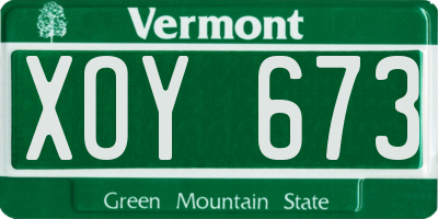 VT license plate XOY673