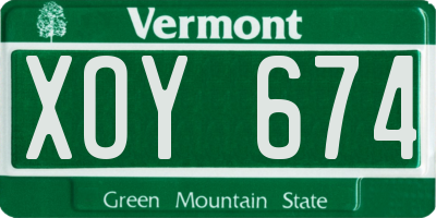 VT license plate XOY674