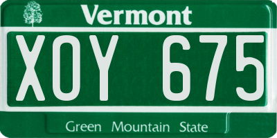 VT license plate XOY675
