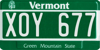 VT license plate XOY677
