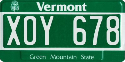 VT license plate XOY678