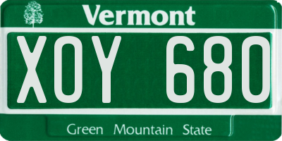 VT license plate XOY680