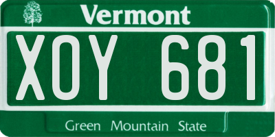 VT license plate XOY681